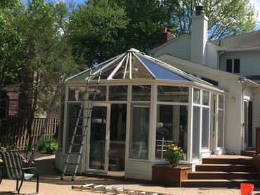 complete polycarbonate roof replacement to a sunroom