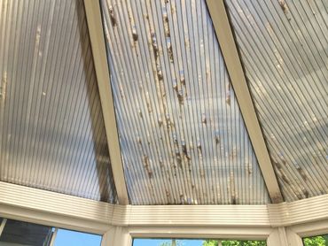 hail damage to polycarbonate roof on a conservatory