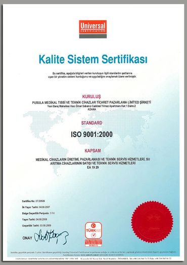 iso 9001 - 2000
kalit sistm sertifkaı