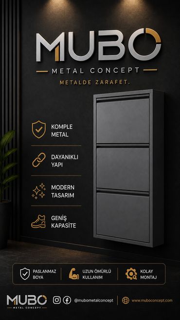 Mubo Metal Concept metal ayakkabılık tasarımı ve özellikleri.