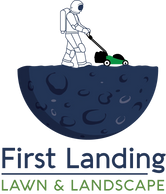first landing lawn & landscape, man on the moon, logo