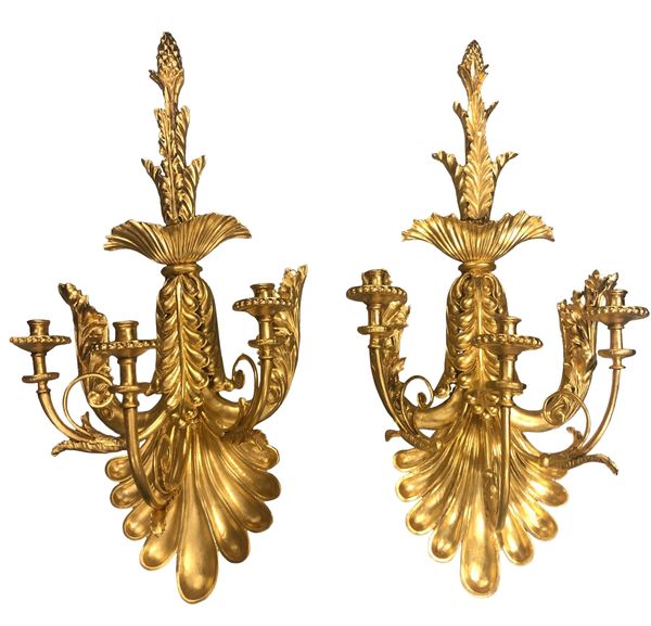Italian Gilt Wood and Gesso Wall Sconces