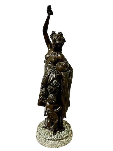 Antique French Bronze Statue on Marble
