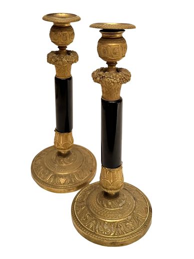 French Black and Gold Candle Holders