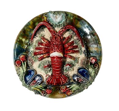 Vintage Palissy Majolica Lobster Plate, Caldas Da Rainha, Portugal