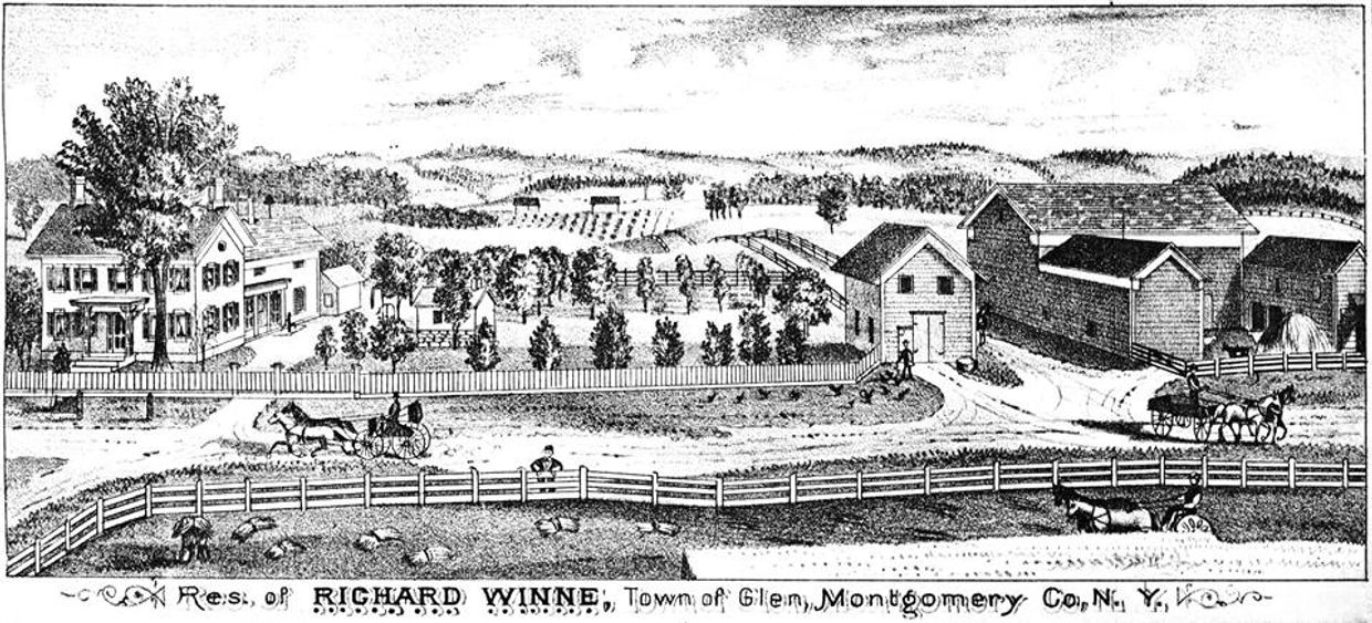 Bellinger/Winne Farm drawing by Fritz Vogt around 1890.