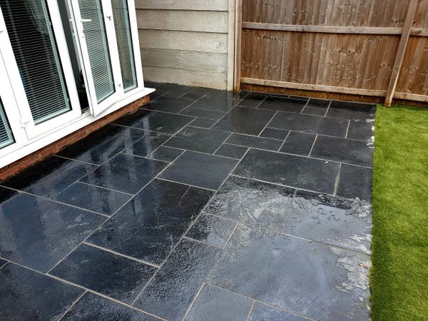 Black limestone with resin pointing
