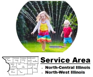 Family enjoy lawns in our service territory around Rockford, Belvidere, Freeport & Northern Illinois