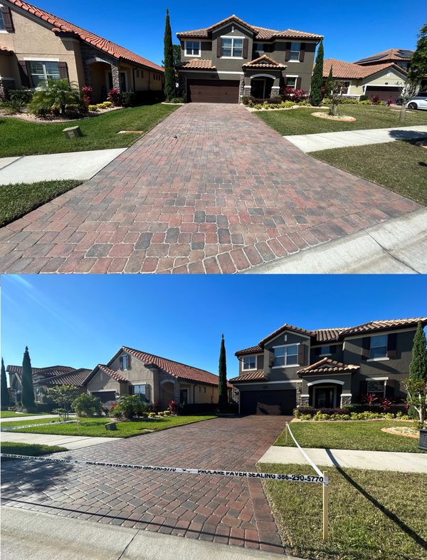 Luxury driveway paver sealing in Hammock Beach.