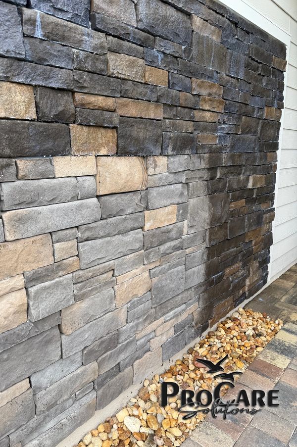 Stone veneer sealing in Palm Coast for a clean, natural finish.