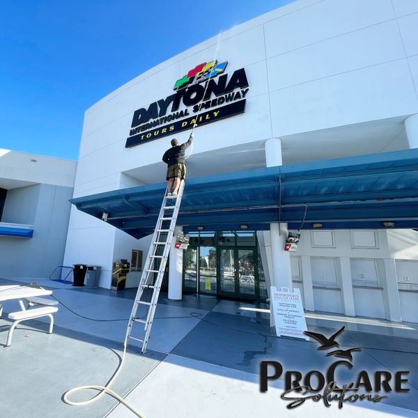 Commercial soft washing in Ormond Beach, safely cleaning offices, retail centers.