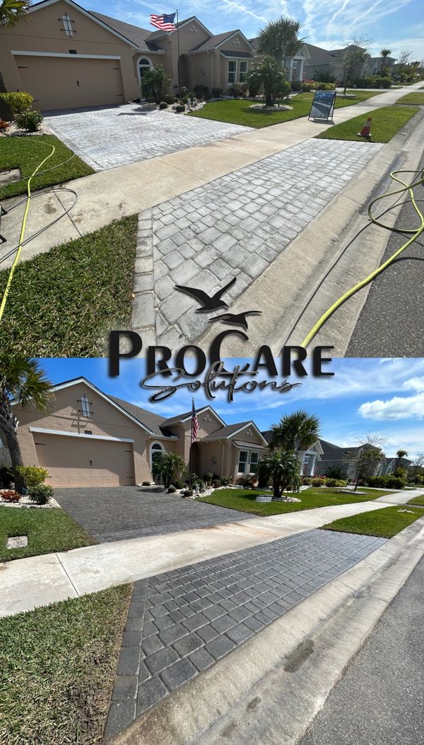 Color enhancing paver sealing in Flagler Beach.