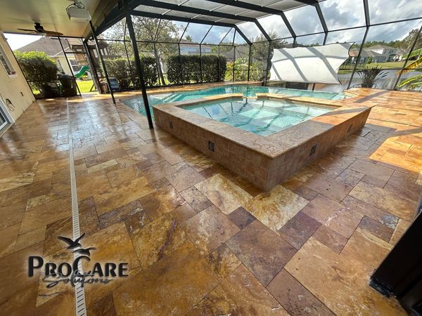 Natural stone and travertine sealing in Ormond Beach with premium penetrating sealers.