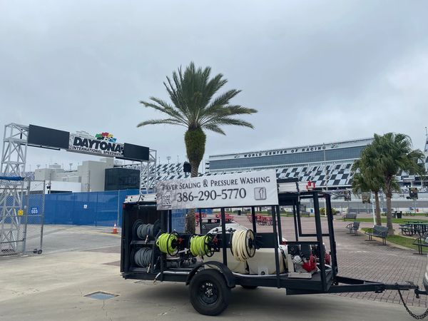 Soft washing for commercial buildings in Flagler Beach.