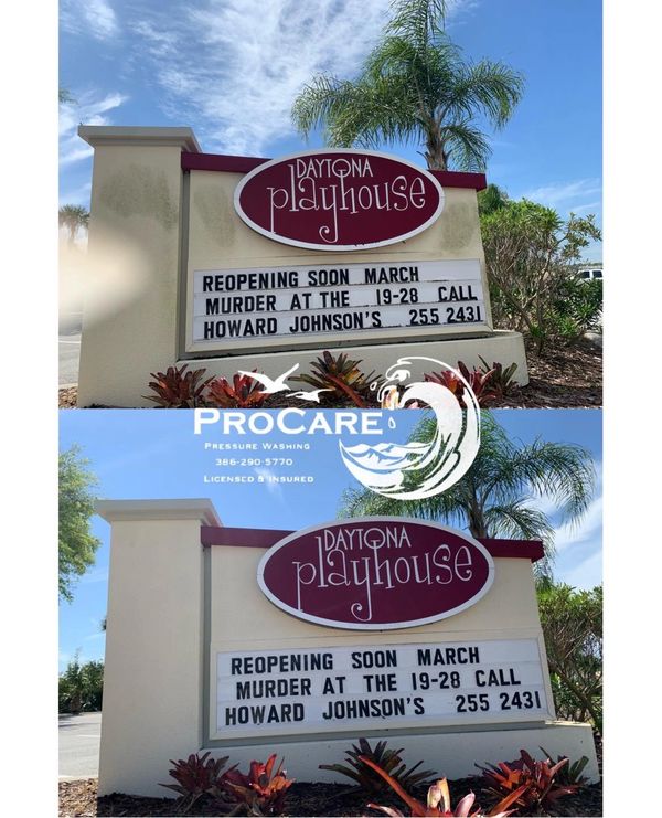 Commercial concrete cleaning in Ormond Beach, removing stains and grime.