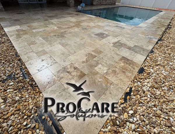 Professional travertine sealing in Hammock Beach to keep patios and pool decks looking their best