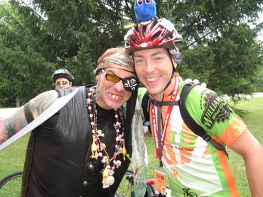 Bob Bowers and reporter rider Mitch Weber ACT V AIDS Ride in Madison, WI