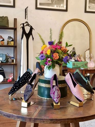 Italian cristina di milano shoes and flowers