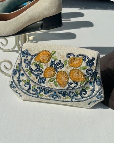 Lemon beaded bag
