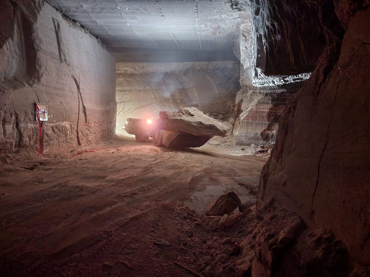 Large equipment moving rock underground