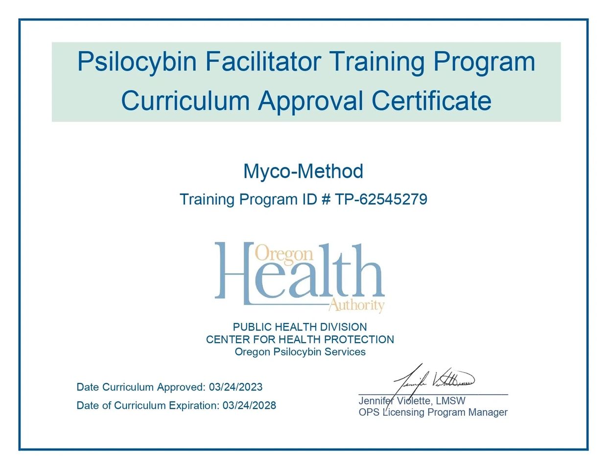 Psilocybin Facilitator Training Program Approved by Oregon Health Authority OHA Magic Mushroom legal