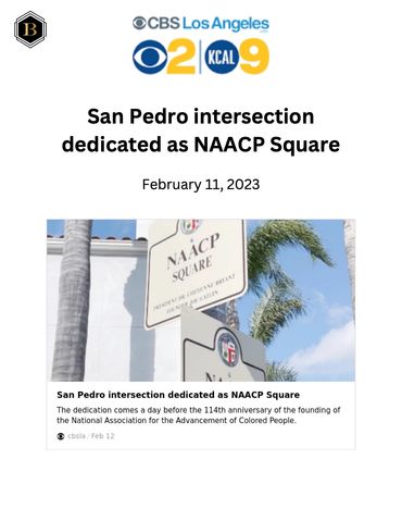 Buchanan PR: CBS Los Angeles and KCAL9 on San Pedro intersection dedicates as NAACP Square PR Agency