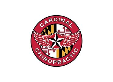 Logo of Cardinal Chiropractic with wings and Maryland flag elements.
