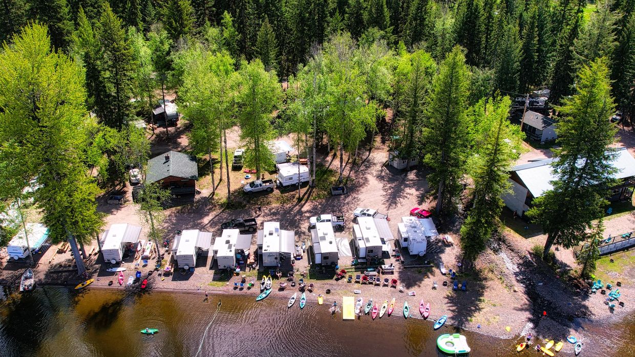 RV camping sites on Canim Lake in the BC Cariboo.