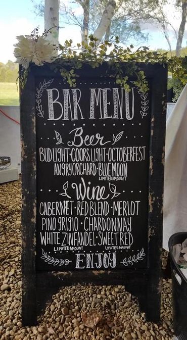 Bar Menu for Wedding