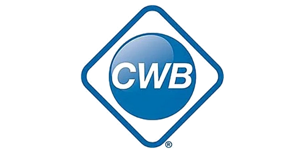 Blue circular logo with 'CWB' text inside a diamond frame.