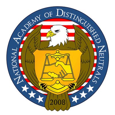Emblem of the National Academy of Distinguished Neutrals featuring an eagle and handshake.
