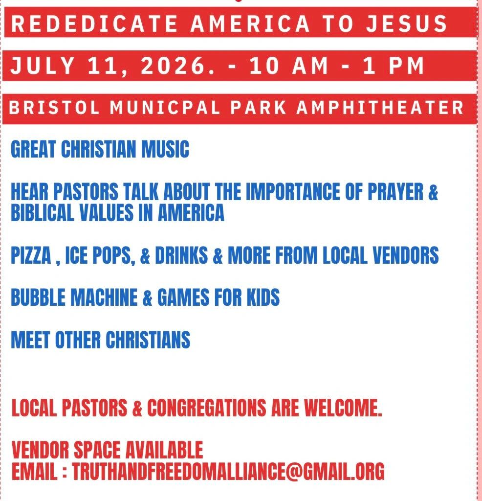 Christian event with music, prayer, food, and games on July 11, 2026.