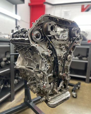 R35 GTR engine build in progress with timing chain installed by VOLKOV Motors