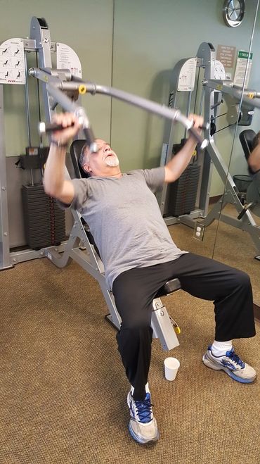 Old man doing workout