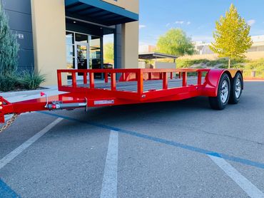 custom steel trailer utv sxs atv blackwood deck red high end