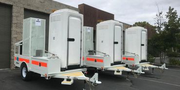 Weather-resistant restroom trailer for state parks and outdoor facilities