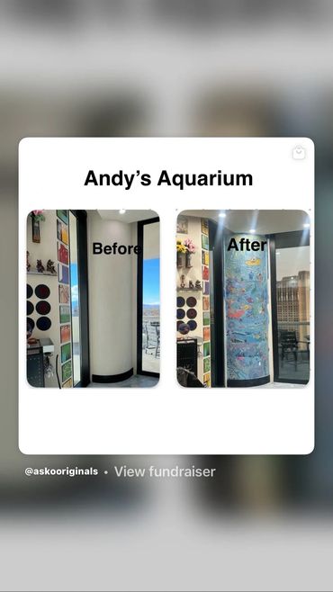 Transformative mosaic art: from wall to vibrant aquarium.
