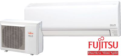 What a Fujitsu ductless mini split indoor head and outdoor unit look like
