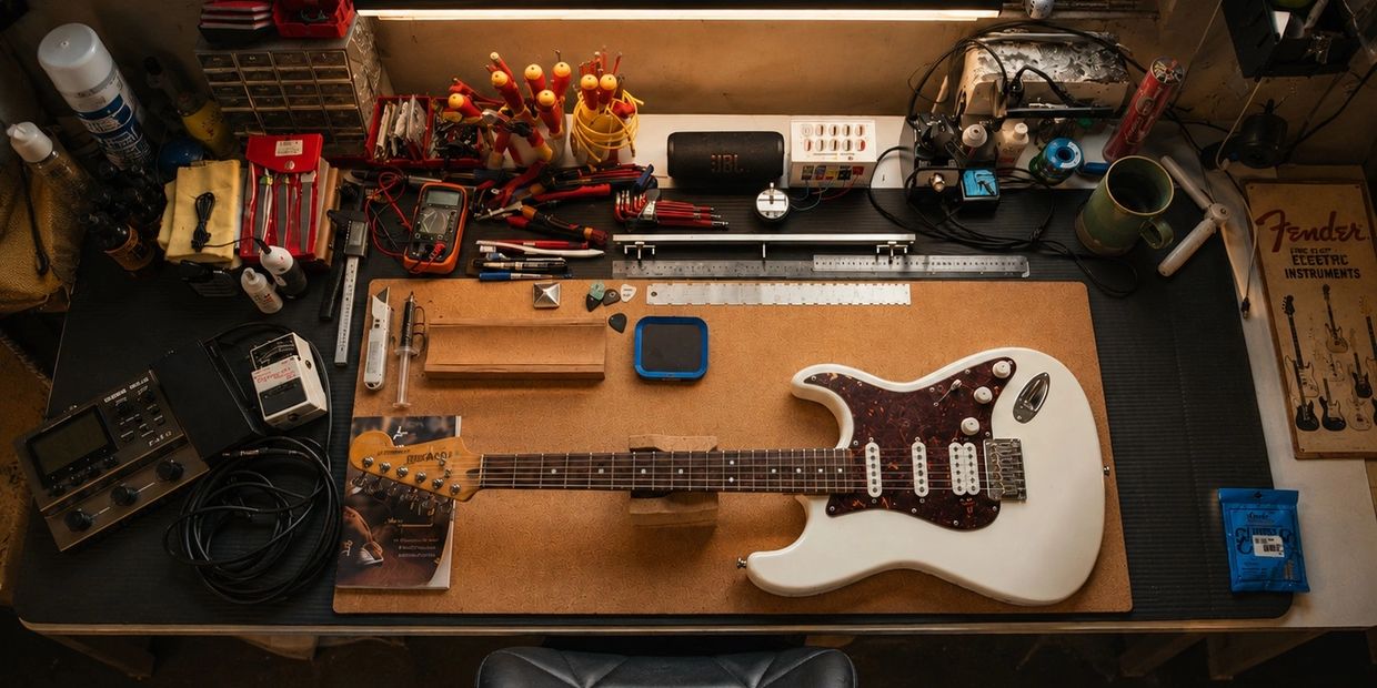 Guitar on workbench