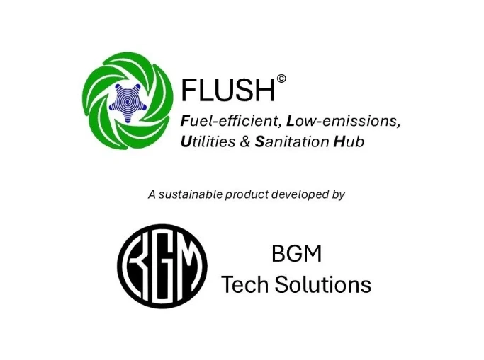Logo of FLUSH, a sustainable product by BGM Tech Solutions.