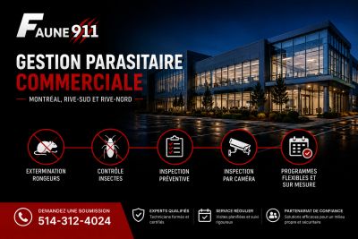 Gestion Parasitaire Commerciale – Montréal, Rive-Sud et Rive-Nord