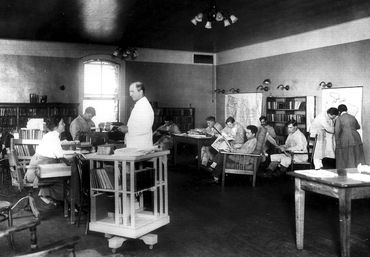 Hospital library at Ellis Island, New York, back in the day.