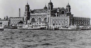 Ellis Island in New York City building back in the day.
