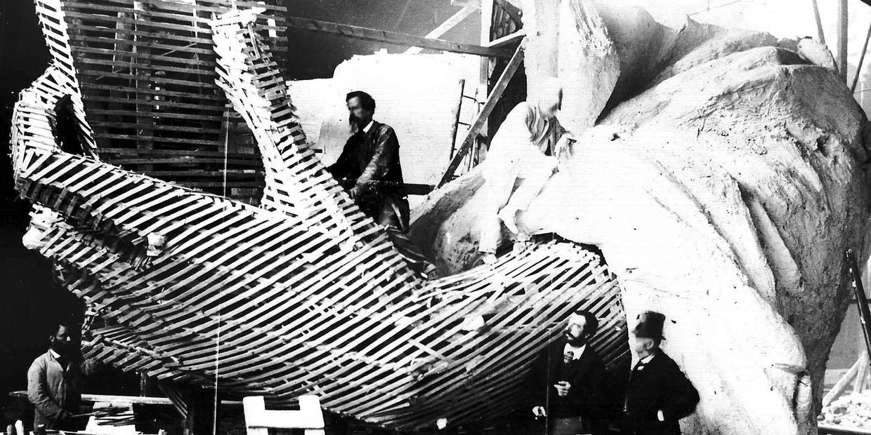 Construction of the Statue of Liberty tablet. Frederic Auguste Bartholdi.