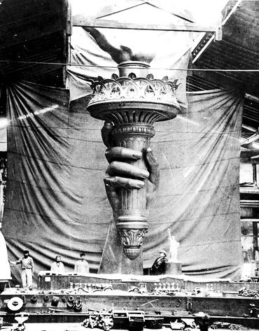 Construction of the torch of the Statue of Liberty.