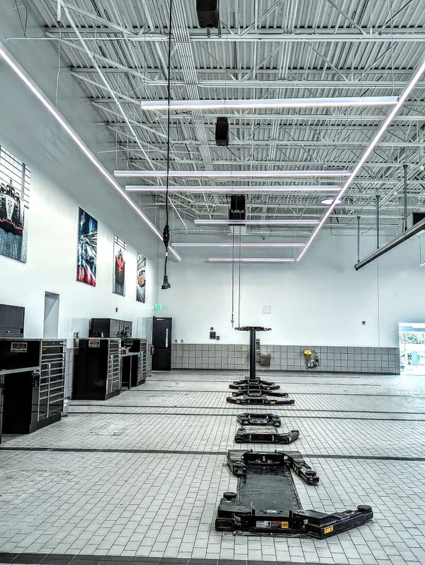 Construction project in progress inside large commercial building