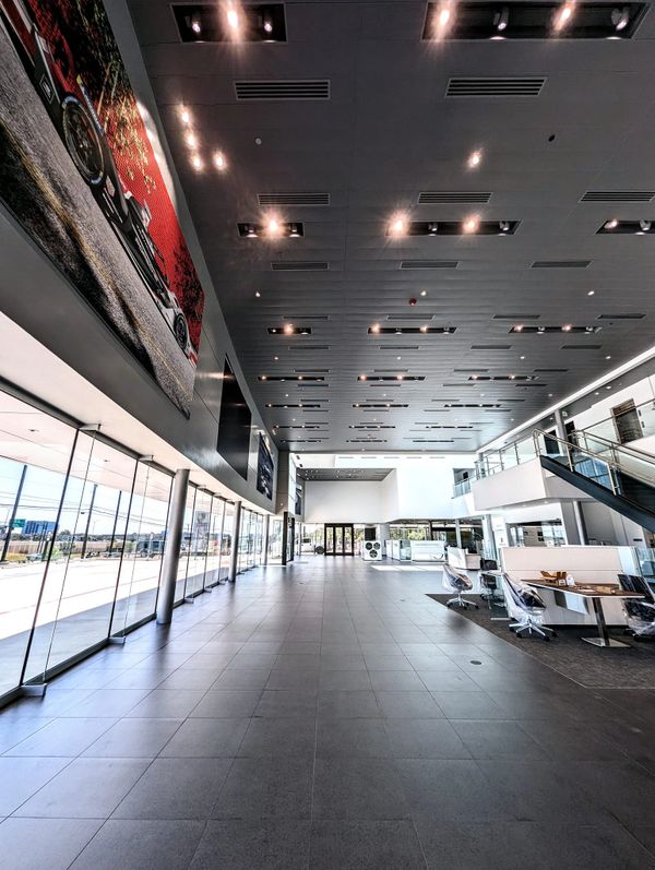 Inside Porsche building showing completed build by Power Source Electric