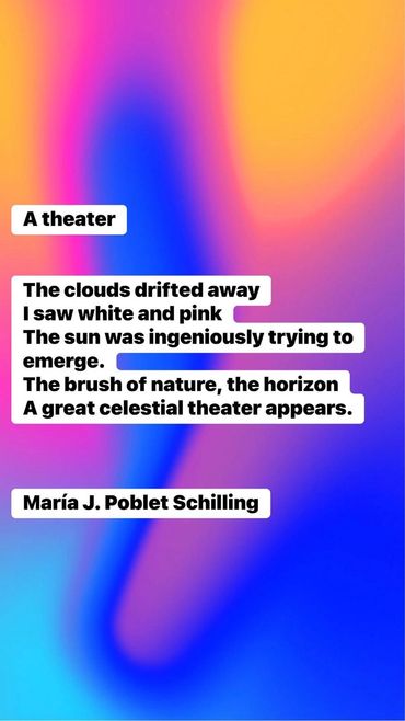 A poetic description of a celestial theater at sunrise, blending nature's colors.