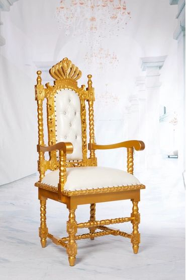 Crown Chair Gold & White 