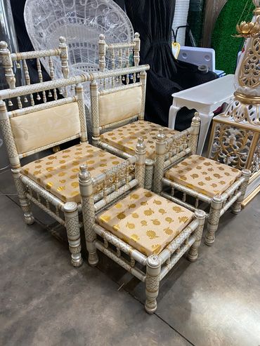 Sankheda Mandap chair set $350 (5pcs - 2 small, 2 bride wnd groom , hawan kund)